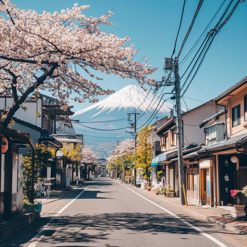 日本の街並みと電線